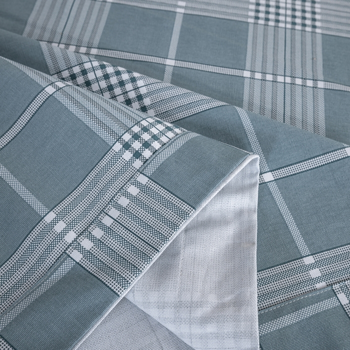 91家纺网 家纺一手货源 找家纺 鸣升 新款舒适透气100%全棉老粗布床单 蓝条格