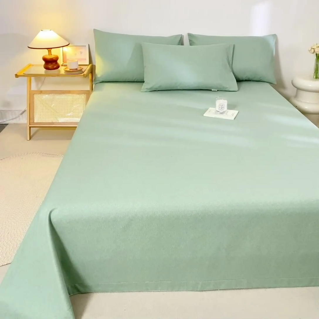 91家纺网 家纺一手货源 找家纺 鸣升 新款舒适透气100%全棉老粗布枕套 墨子（绿）