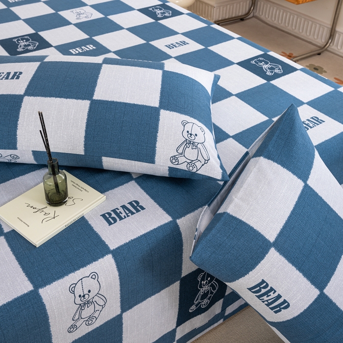 91家纺网 家纺一手货源 找家纺 鸣升 新款舒适透气100%全棉老粗布枕套 巴比熊（兰）