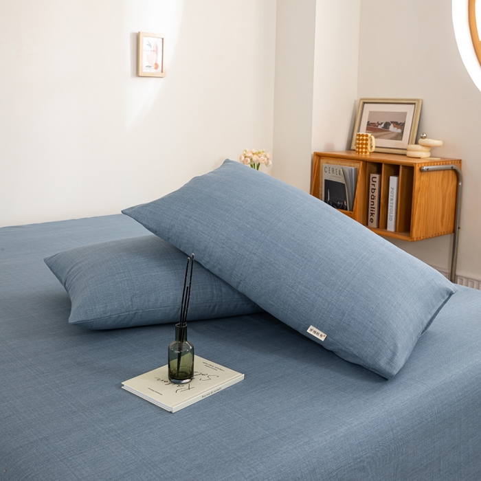 91家纺网 家纺一手货源 找家纺 鸣升 新款舒适透气100%全棉老粗布枕套 樱花-兰