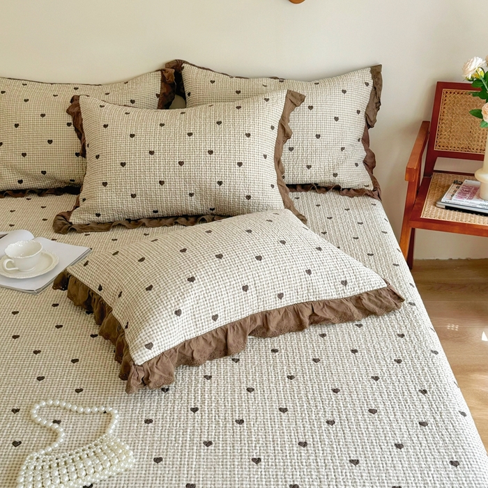 91家纺网 家纺一手货源 找家纺 添越 2024新款纯棉砂洗床盖 守护甜心