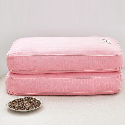 91家纺网 家纺一手货源 找家纺 梦叶草 2024新款全棉韩式砂洗全荞麦枕芯 韩式砂洗荞麦枕-粉色30*50cm/只