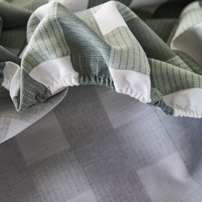 91家纺网 家纺一手货源 找家纺 鸣升 新款舒适透气全棉老粗布床笠 灰中格