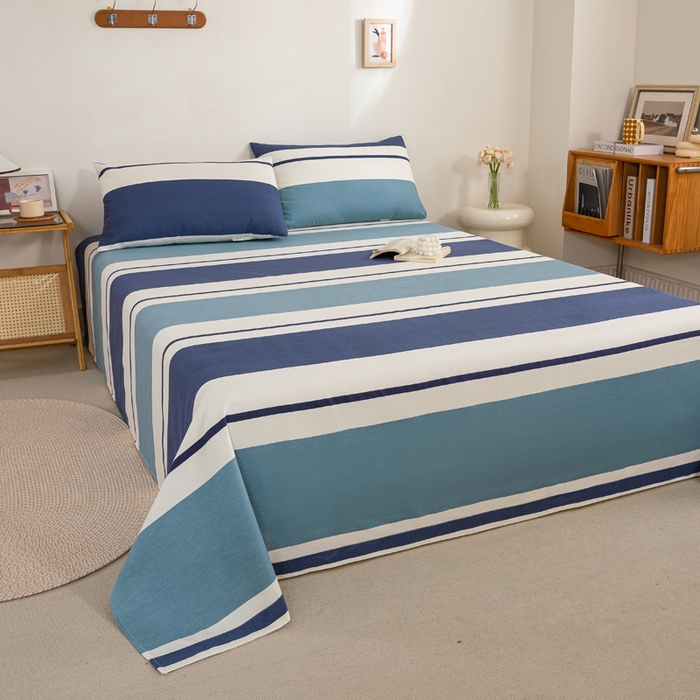 91家纺网 家纺一手货源 找家纺 鸣升 新款舒适透气100%全棉老粗布床单 欢乐