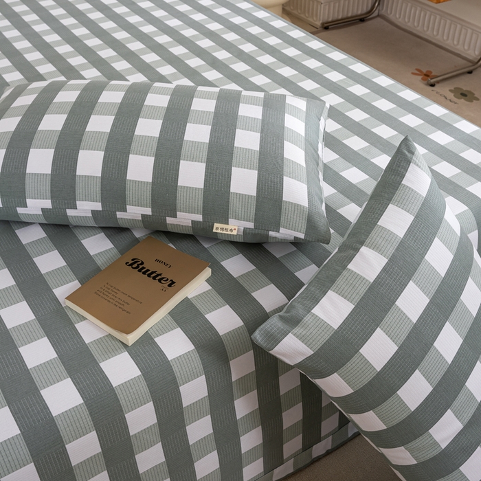 91家纺网 家纺一手货源 找家纺 鸣升 新款舒适透气100%全棉老粗布枕套 灰中格