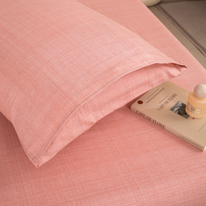 91家纺网 家纺一手货源 找家纺 鸣升 新款舒适透气100%全棉老粗布枕套 樱花（粉）