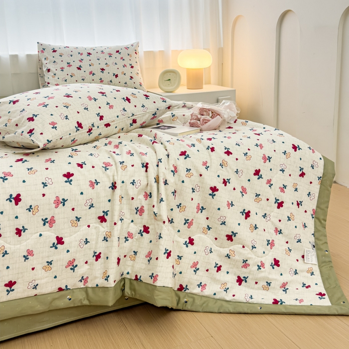 91家纺网 家纺一手货源 找家纺 金丝鸟家纺 2024新款全棉棉花夏被四件套 花束