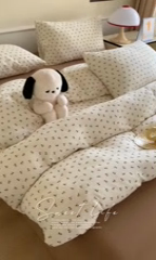 91家纺网 家纺一手货源 找家纺 萝莉家纺2025新款全棉双层皱皱纱四件套 黑樱桃