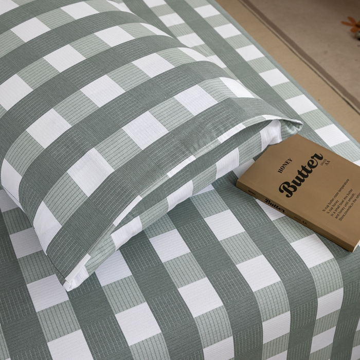 91家纺网 家纺一手货源 找家纺 鸣升 新款舒适透气100%全棉老粗布枕套 灰中格