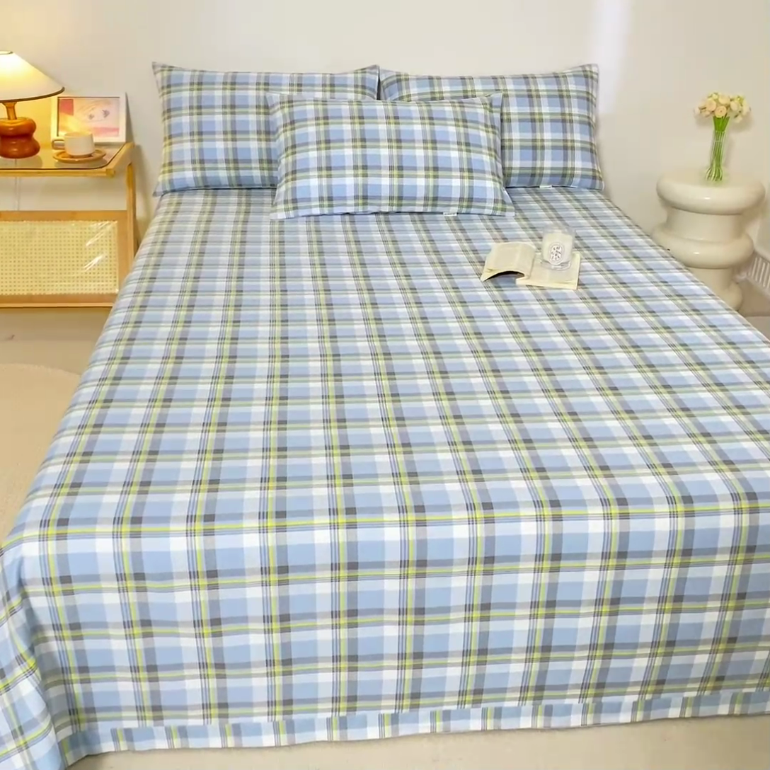 91家纺网 家纺一手货源 找家纺 鸣升 新款舒适透气100%全棉老粗布床单 莫妮卡（兰）