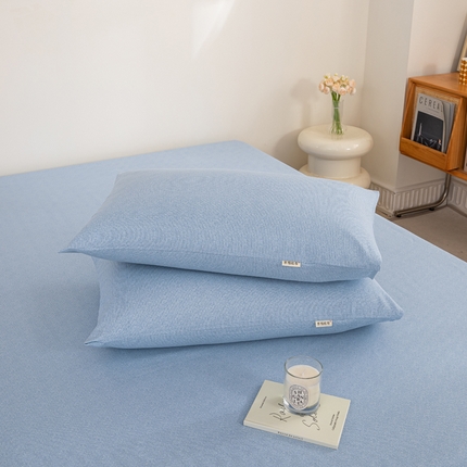 鸣升 新款舒适透气100%全棉老粗布枕套 墨子（兰）