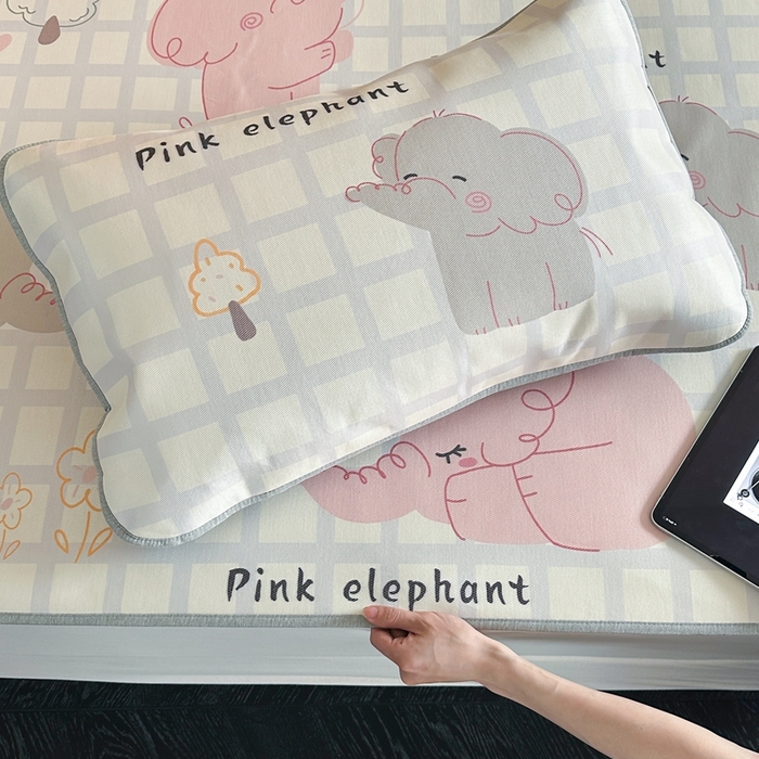 91家纺网 家纺一手货源 找家纺 时年 2024新款7A抗菌数码印花冰丝凉席（充值会员优惠10元） 萌宠小象