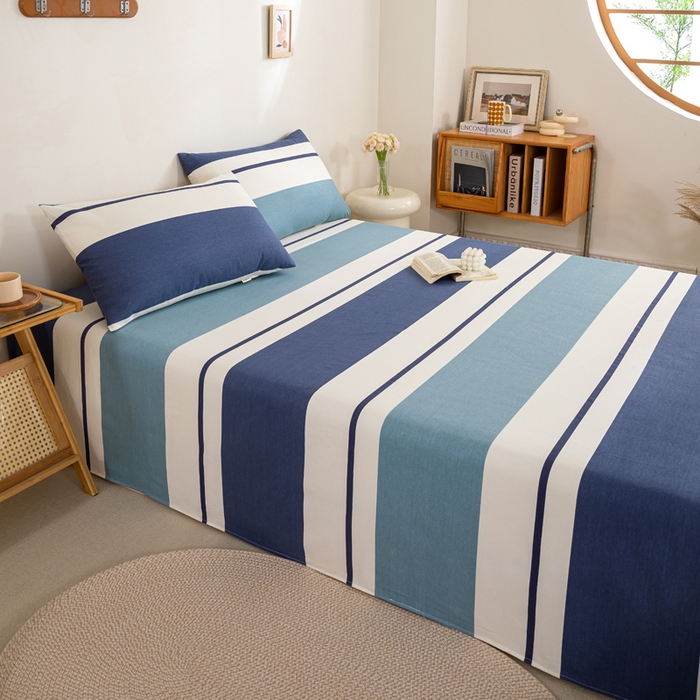 91家纺网 家纺一手货源 找家纺 鸣升 新款舒适透气100%全棉老粗布床单 欢乐