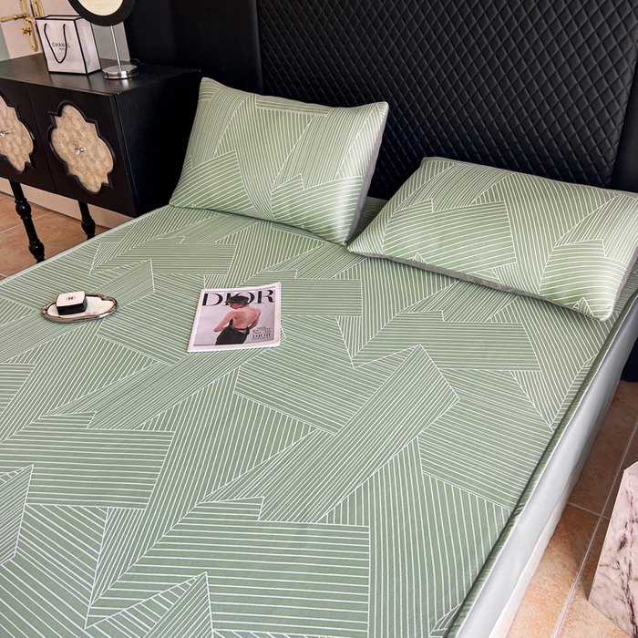 91家纺网 家纺一手货源 找家纺 慕尚家纺 2025新款提花席床笠款 床笠-直线绿