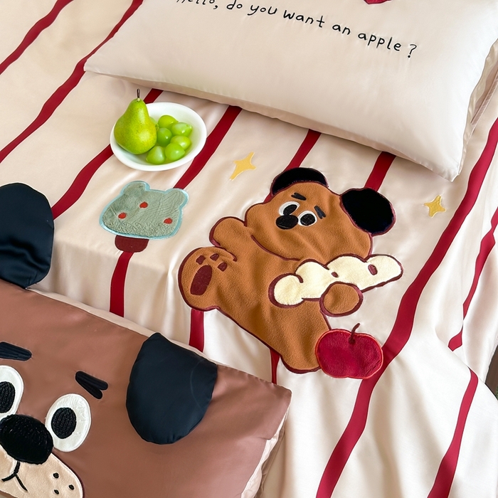 91家纺网 家纺一手货源 找家纺 黛舒家居 2024新款天丝条纹夏被款 面包熊