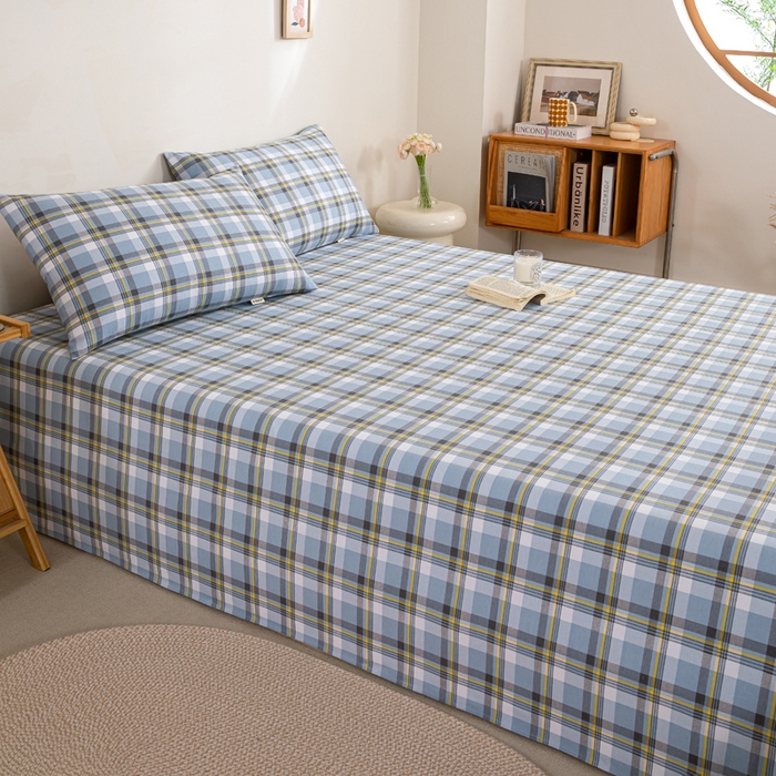 91家纺网 家纺一手货源 找家纺 鸣升 新款舒适透气100%全棉老粗布床单 莫妮卡（兰）