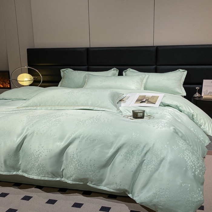 91家纺网 家纺一手货源 找家纺 潮邦创意家居 2025新款阳离子提花天丝棉四件套-金枝玉叶（可配礼盒） 小春野