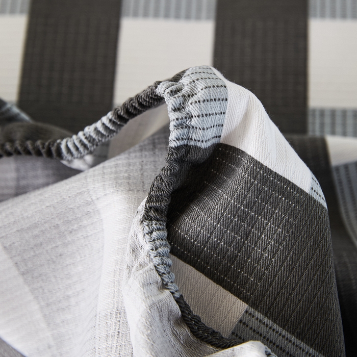 91家纺网 家纺一手货源 找家纺 鸣升 新款舒适透气全棉老粗布床笠 黑小格