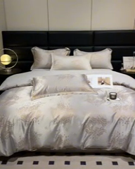 91家纺网 家纺一手货源 找家纺 （总）潮邦创意家居 2025新款阳离子提花天丝棉四件套-金枝玉叶（可配礼盒）【含买家秀】