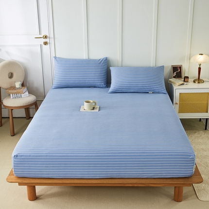 鸣升 新款舒适透气全棉老粗布床笠 细川（兰）