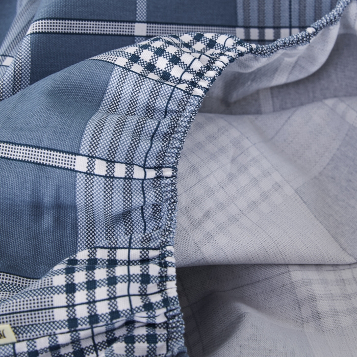 91家纺网 家纺一手货源 找家纺 鸣升 新款舒适透气全棉老粗布床笠 蓝条格