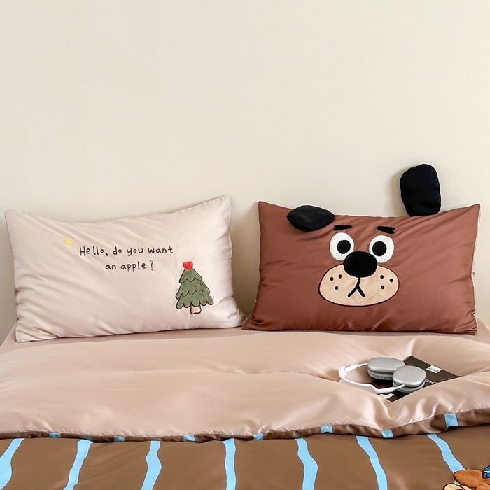 91家纺网 家纺一手货源 找家纺 黛舒家居 2024新款天丝条纹款四件套 小树熊