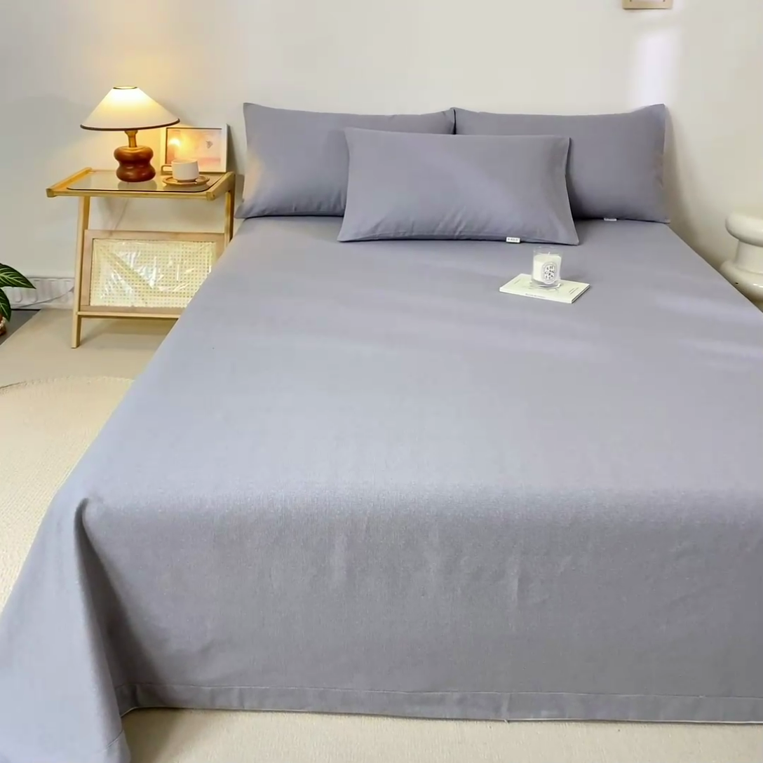 91家纺网 家纺一手货源 找家纺 鸣升 新款舒适透气100%全棉老粗布枕套 墨子（灰）