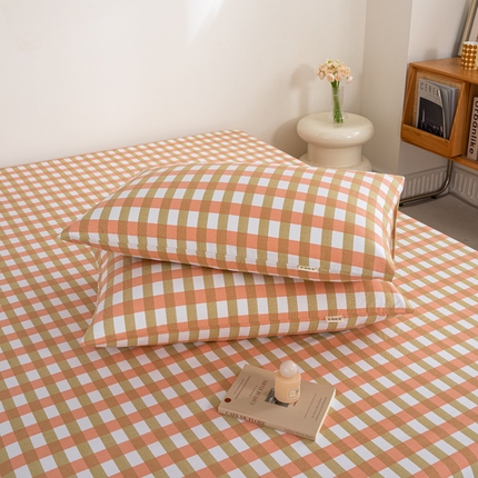 鸣升 新款舒适透气100%全棉老粗布枕套 艾格（粉）