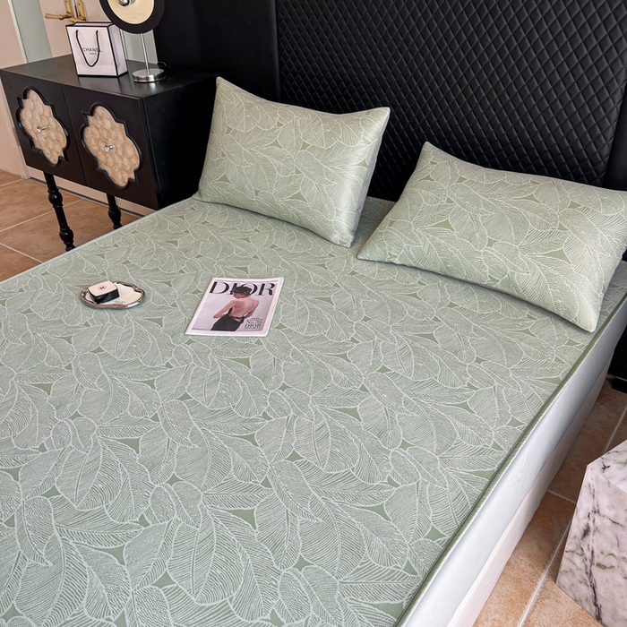 91家纺网 家纺一手货源 找家纺 慕尚家纺 2025新款提花席床笠款 床笠-树叶绿