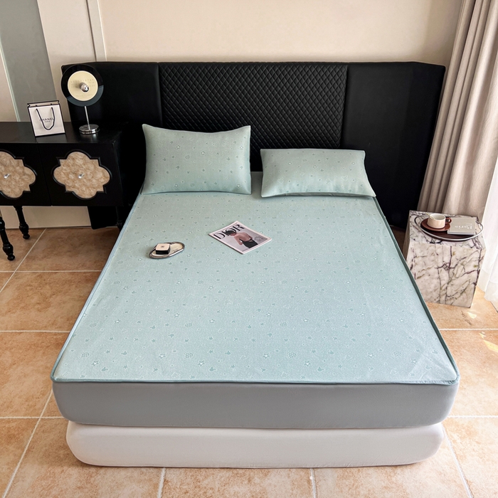 91家纺网 家纺一手货源 找家纺 慕尚家纺 2025新款提花席床笠款 床笠-米奇星星蓝