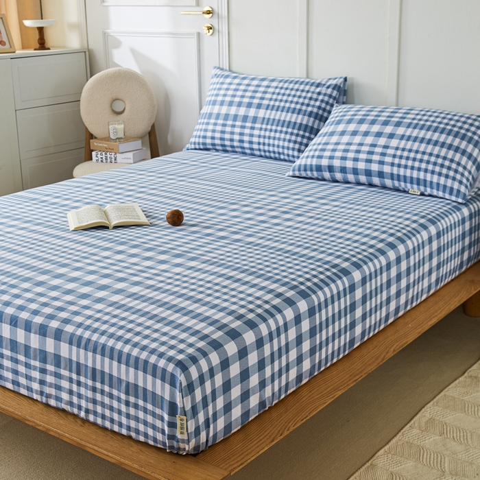 91家纺网 家纺一手货源 找家纺 鸣升 新款舒适透气全棉老粗布床笠 柏林（兰）