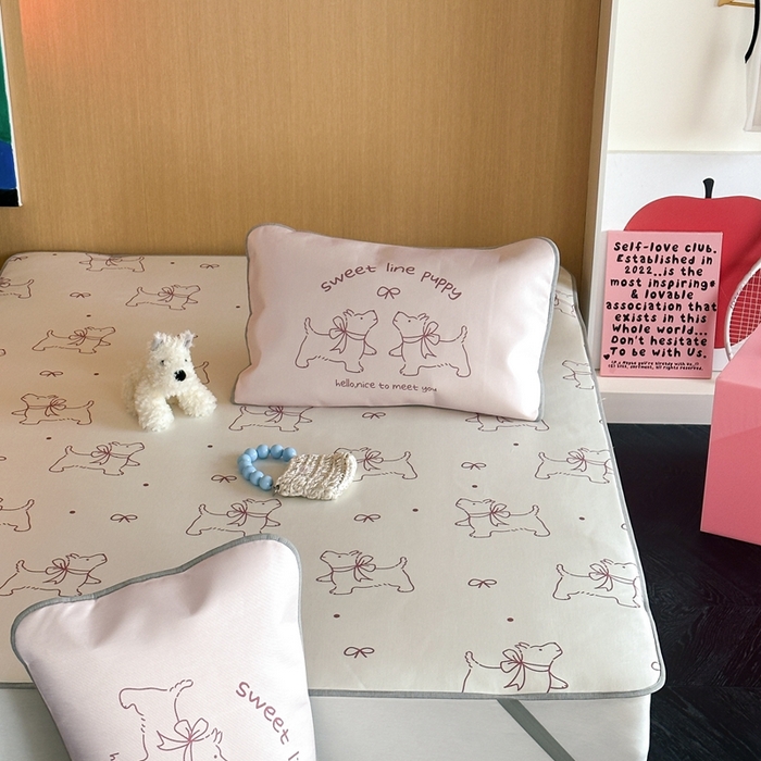 91家纺网 家纺一手货源 找家纺 时年 2024新款7A抗菌数码印花冰丝凉席（充值会员优惠10元） 甜甜修狗