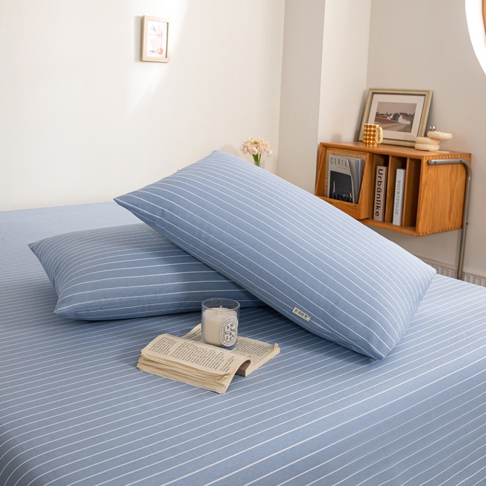 91家纺网 家纺一手货源 找家纺 鸣升 新款舒适透气100%全棉老粗布枕套 细川（兰）