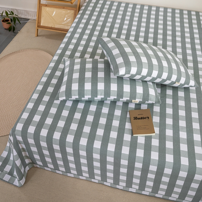 91家纺网 家纺一手货源 找家纺 鸣升 新款舒适透气100%全棉老粗布枕套 灰中格