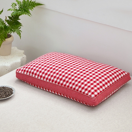 91家纺网 家纺一手货源 找家纺 （总）梦叶草 2024新款全棉色织水洗棉田园格子系列草本荞麦枕