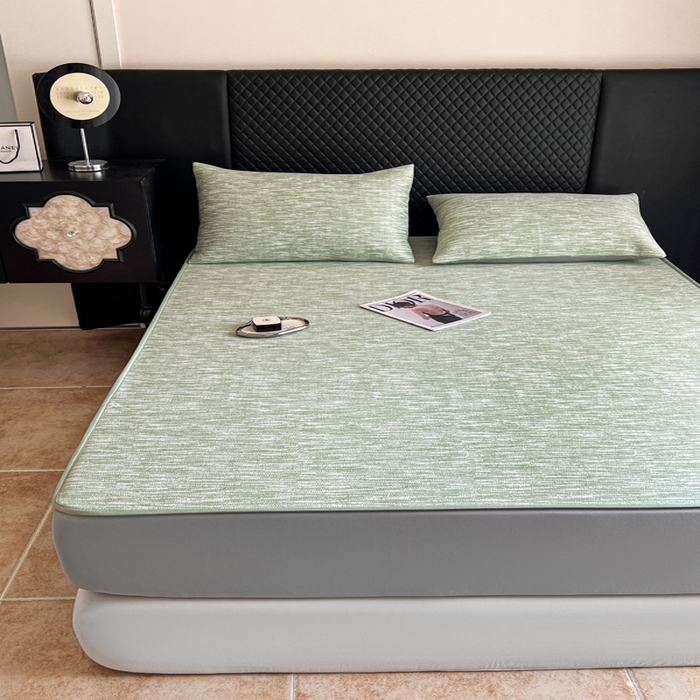 91家纺网 家纺一手货源 找家纺 慕尚家纺 2025新款提花席床笠款 床笠-迷雾绿