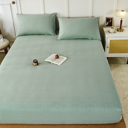 鸣升 新款舒适透气全棉老粗布床笠 墨子（绿）