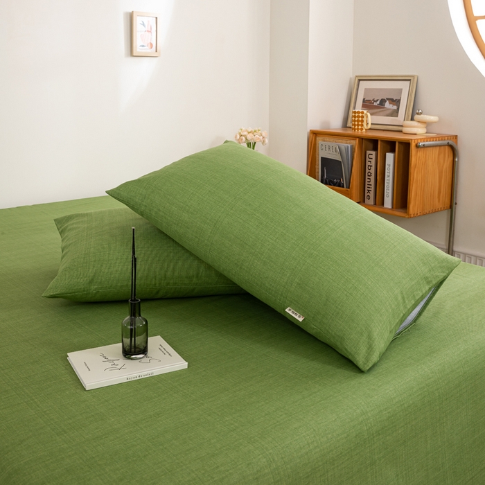 91家纺网 家纺一手货源 找家纺 鸣升 新款舒适透气100%全棉老粗布枕套 樱花-绿