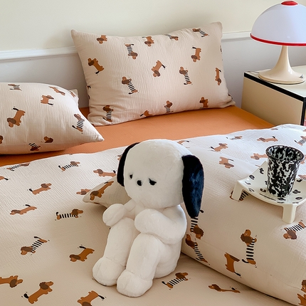 91家纺网 家纺一手货源 找家纺 （总）萝莉家纺2025新款全棉双层皱皱纱四件套