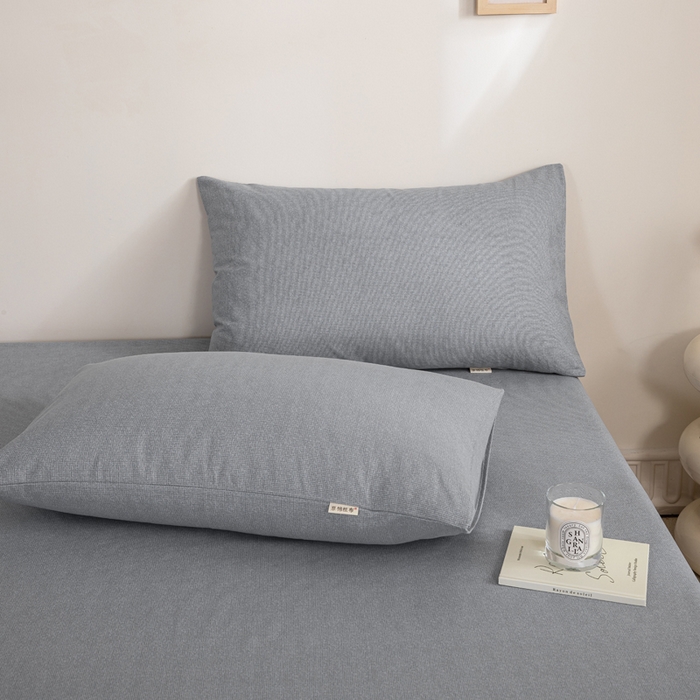91家纺网 家纺一手货源 找家纺 鸣升 新款舒适透气100%全棉老粗布枕套 墨子（灰）