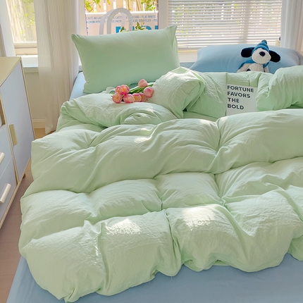 艾特你 2024新款A类水洗棉被套纯色被套单被套素色被套 混搭-藻绿浅蓝