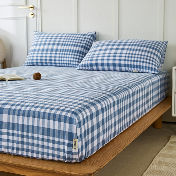 91家纺网 家纺一手货源 找家纺 鸣升 新款舒适透气全棉老粗布床笠 柏林（兰）