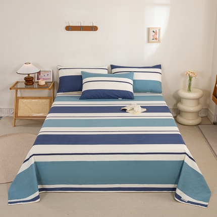 91家纺网 家纺一手货源 找家纺 鸣升 新款舒适透气100%全棉老粗布床单 欢乐