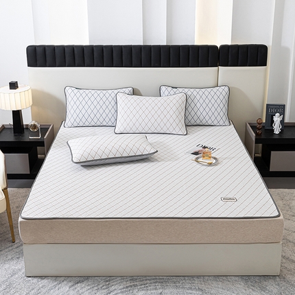 91家纺网 家纺一手货源 找家纺 好眠好梦家纺 2024新款A类凉感抑菌软席布拉格床席款 卡其色