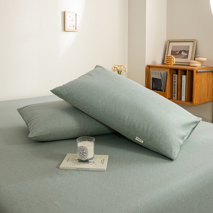 91家纺网 家纺一手货源 找家纺 鸣升 新款舒适透气100%全棉老粗布枕套 墨子（绿）