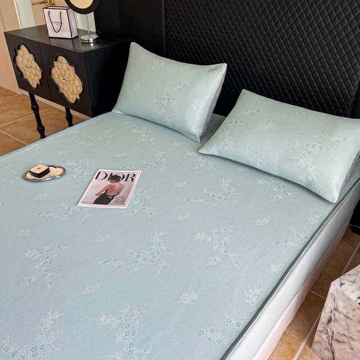 91家纺网 家纺一手货源 找家纺 慕尚家纺 2025新款提花席床笠款 床笠-花香蓝