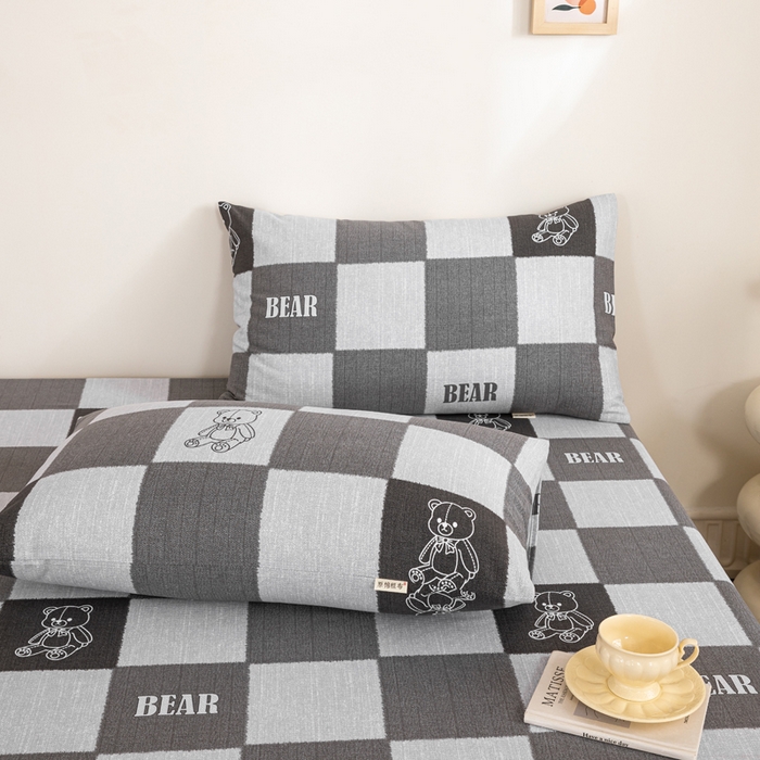 91家纺网 家纺一手货源 找家纺 鸣升 新款舒适透气100%全棉老粗布枕套 巴比熊（灰）