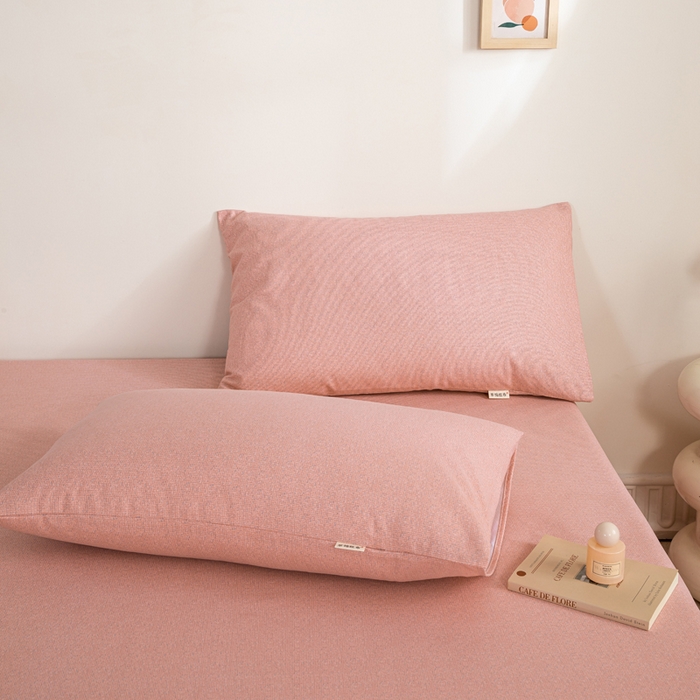 91家纺网 家纺一手货源 找家纺 鸣升 新款舒适透气100%全棉老粗布枕套 墨子（粉）