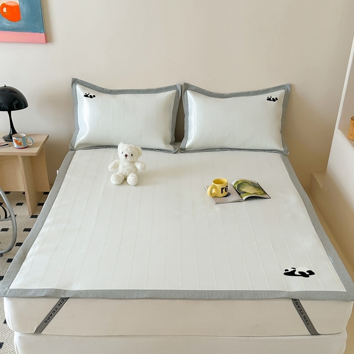 91家纺网 家纺一手货源 找家纺 时年 2024新款7A抗菌提花毛巾绣冰丝凉席（充值会员优惠10元） 冰丝毛巾绣-熊猫嘟嘟