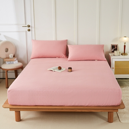 鸣升 新款舒适透气全棉老粗布床笠 墨子（粉）